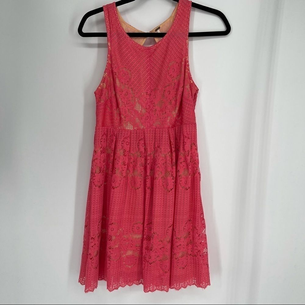 Free People Rocco Salmon Pink Lace Dress